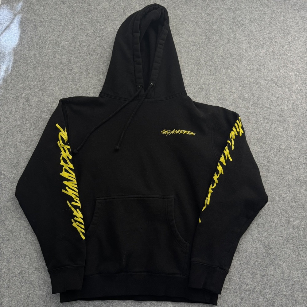 The Hundreds Hoodie Men's Small Black Yellow Graffiti Adam Bomb Pullover